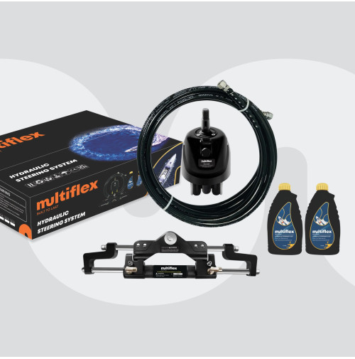 Packaged Outboard Hydraulic Steering Kit for engines up to 200 Hp - HS200 -  Multiflex